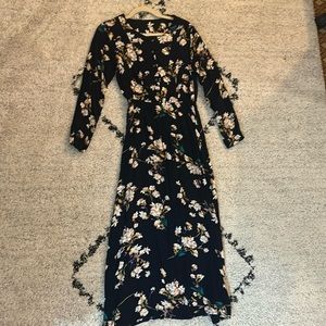 Long Sleeve Floral Cotton Maxi Dress